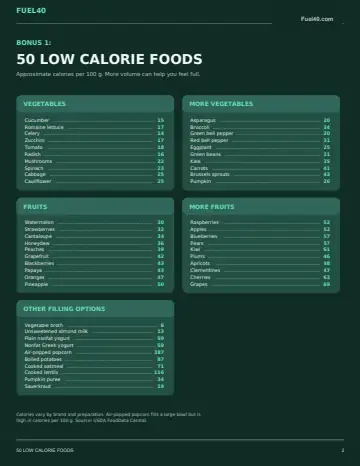 50 Low-Calorie Foods — original PDF page 2 (low-resolution preview)